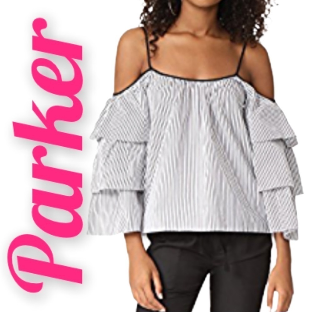 NWT PARKER Marielle Tiered Sleeve‎ Cold Shoulder Blouse, Size XS